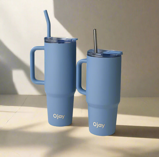 O’jay Sky Blue Tumbler – 40oz & 50oz | Leak-Proof, Stainless Steel, Vacuum Insulated