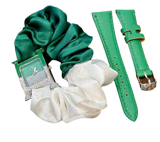 SCRUNCHI WATCH
With green colour strap